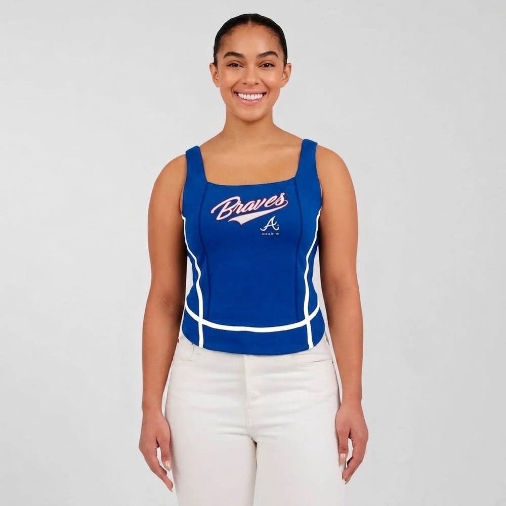 WEAR by Erin Andrews Atlanta Braves Tank Top Women XL Blue Cutout Gameday MLB